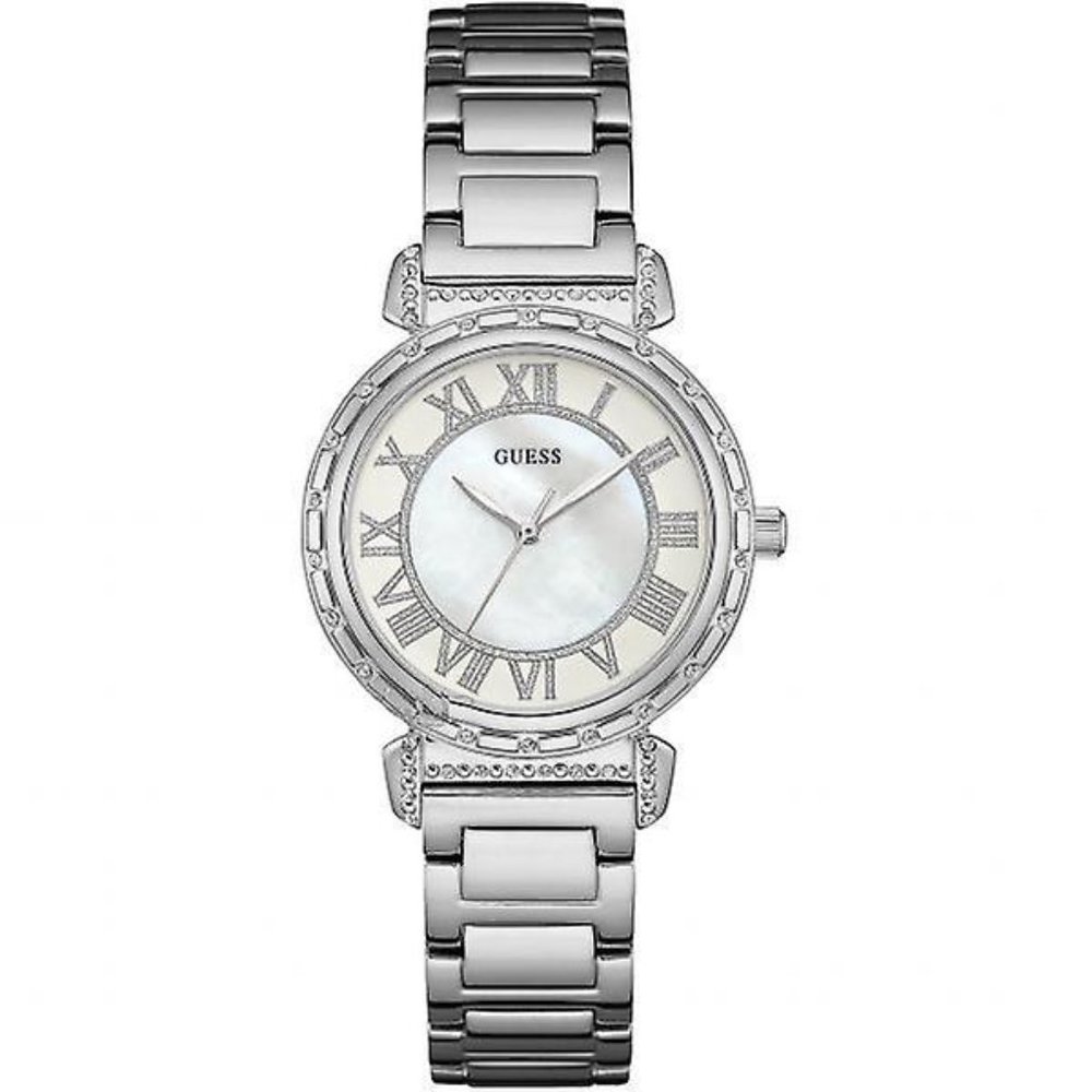 Guess Ladies Watch Silver White Face